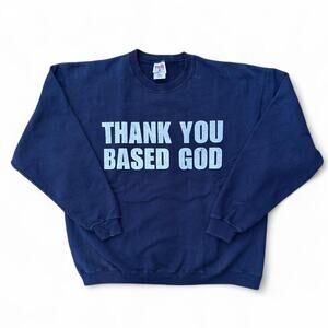 Lil b thank you based god graphic screen printed on vintage sweatshirt